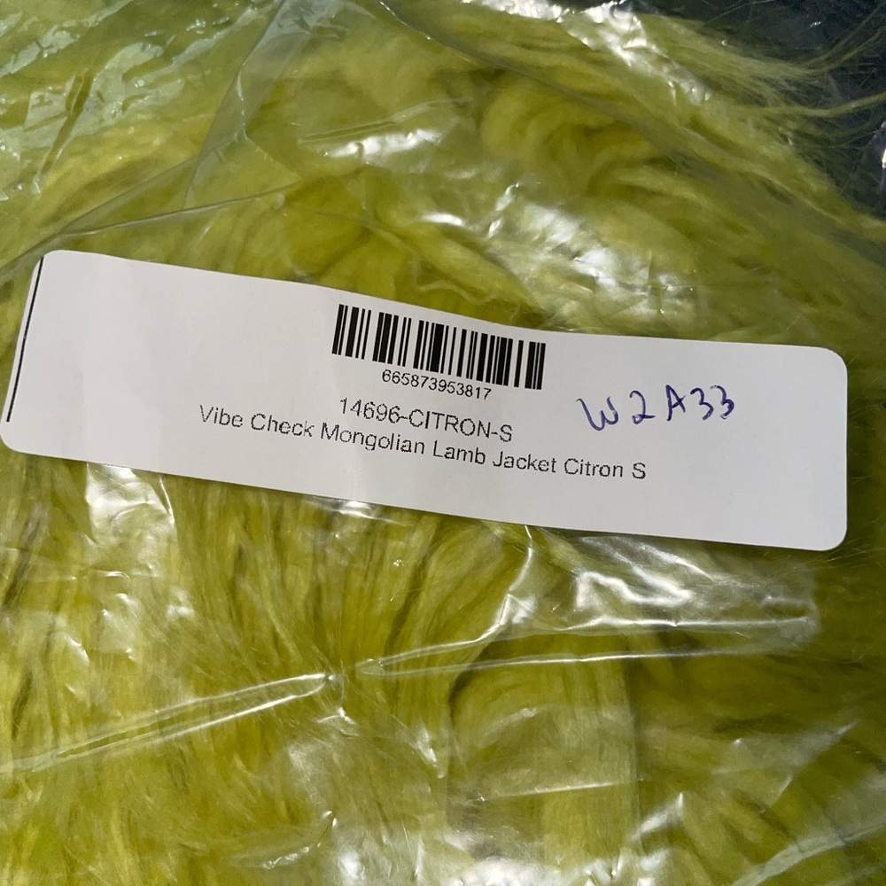 DONNA SALYERS Fabulous Furs MONGOLIAN Faux Fur IN CITRON VIBRANT SZ SMALL NWT - Picture 14 of 14